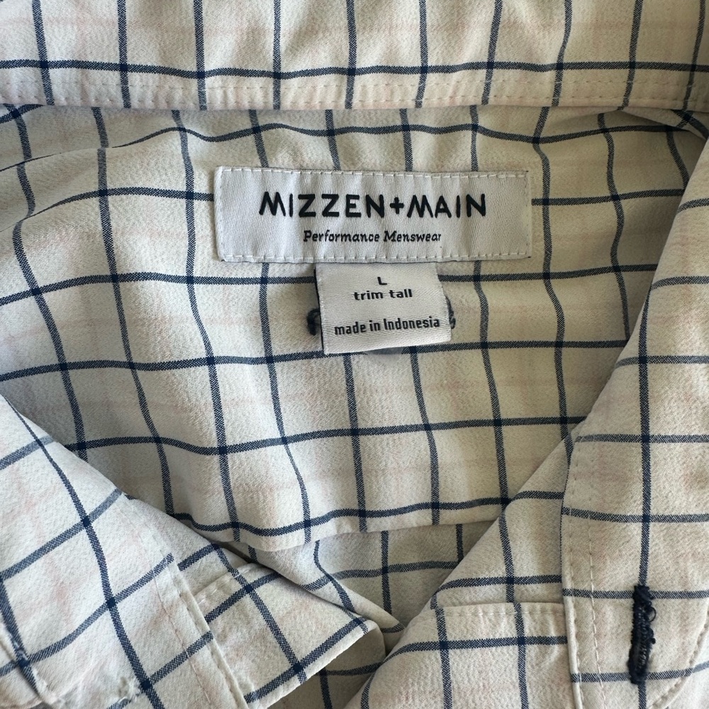 Mizzen+Main Men's Cream and Blue Plaid Shirt